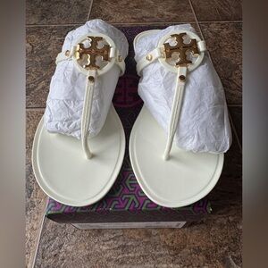 Tory Burch Cream and Gold Sandals